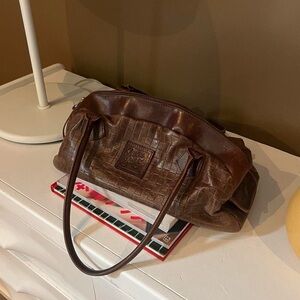 Stunning Vintage Owen Berry Brown Genuine Leather Purse Shoulder Bag